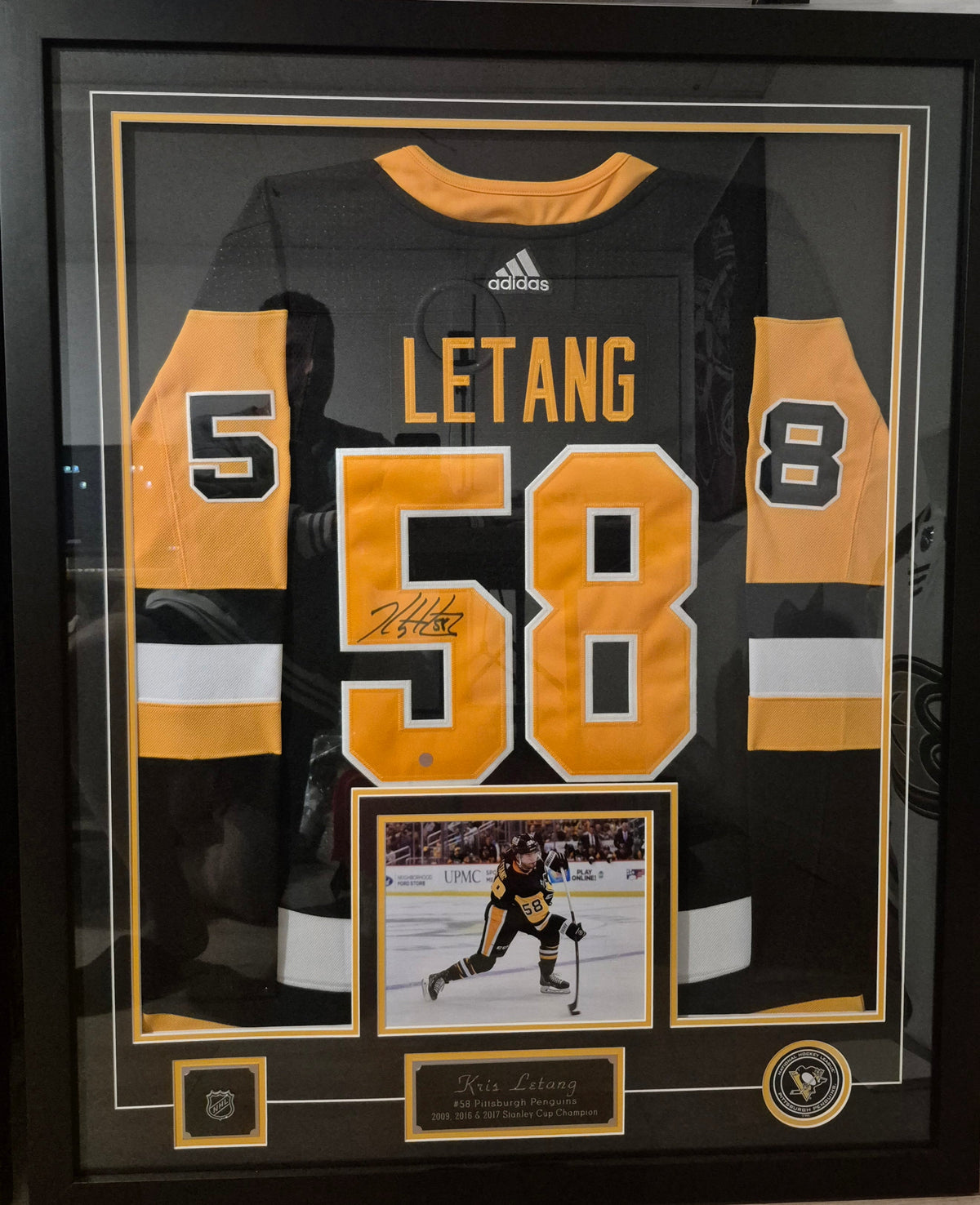 Chandail officiel Adidas signé - Kris Letang domicile Frameworth coa