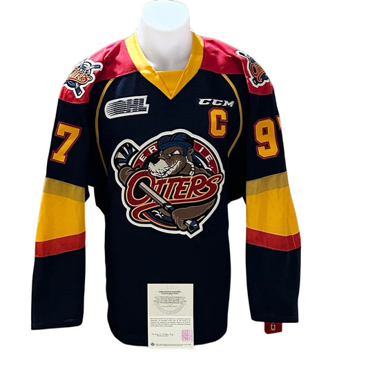 Official CCM Pro signed jersey - Connor Mcdavid CHL Navy UD coa