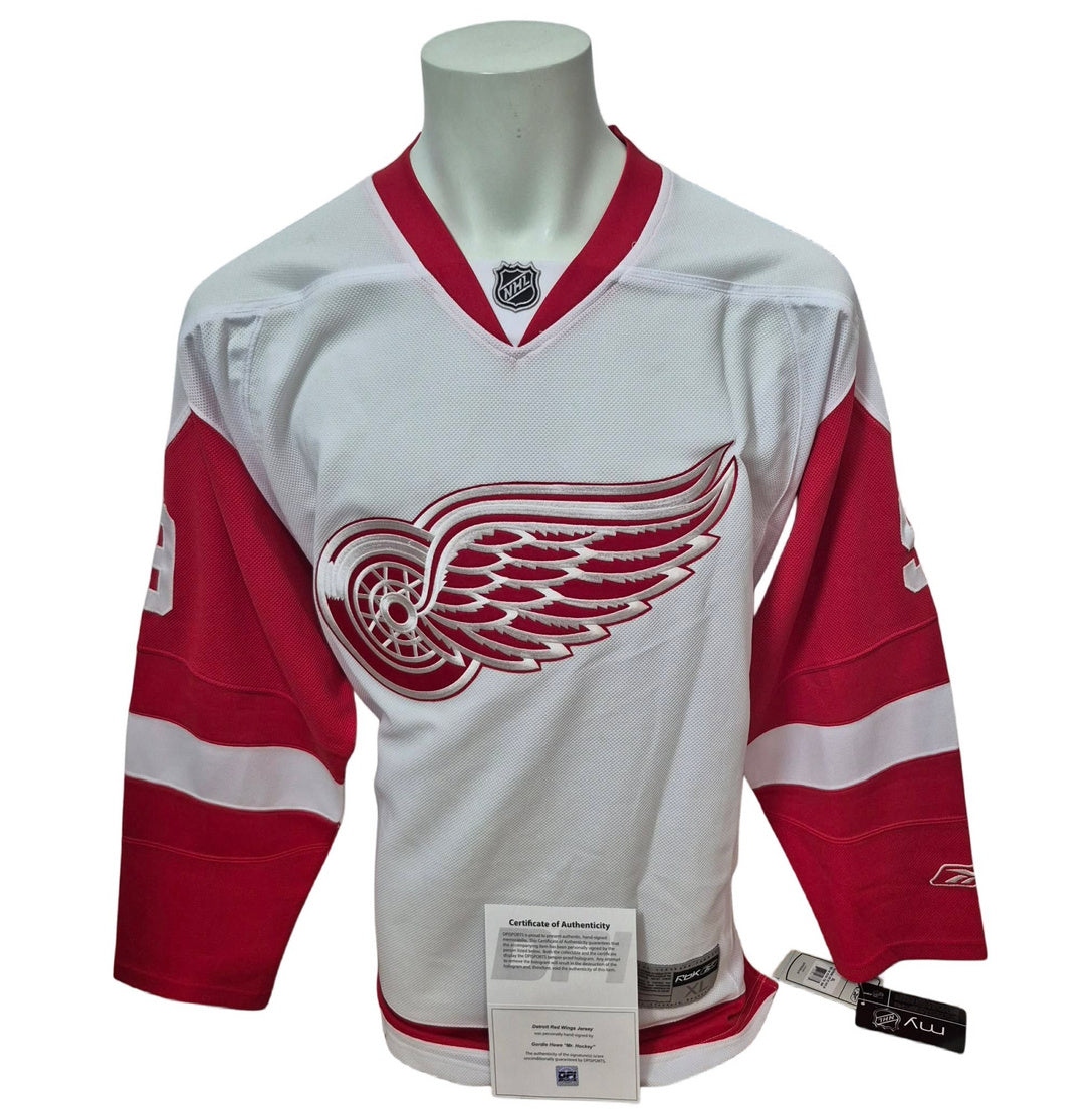 Official Reebok signed jersey - Gordie Howe white inscribed Mr hockey DPI coa