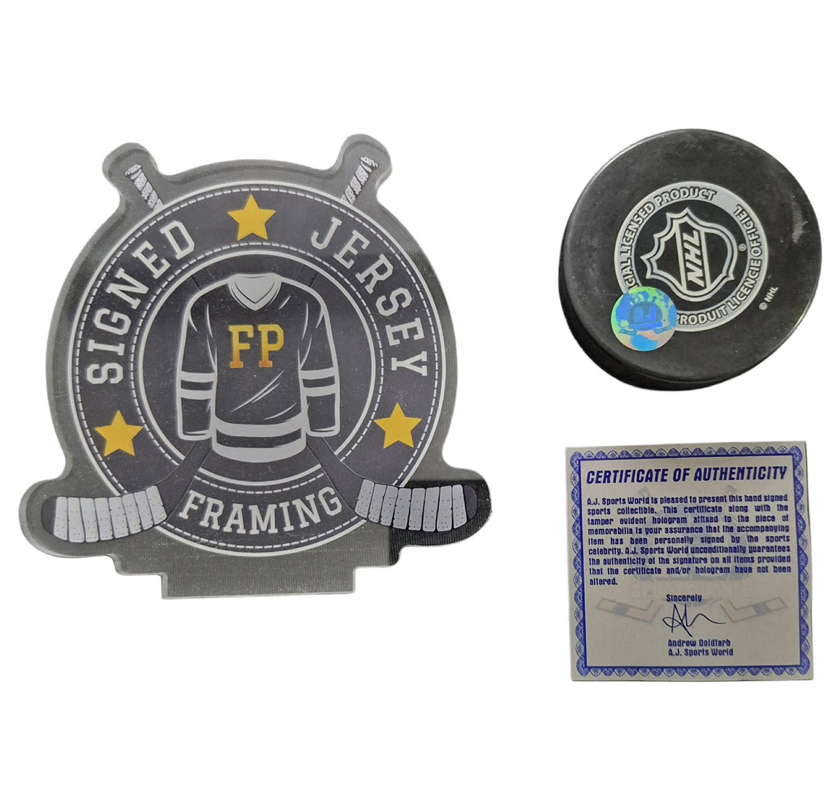 Official signed Puck - Yvan Cournoyer and Henri Richard Heritage Classic 2011 AJs coa