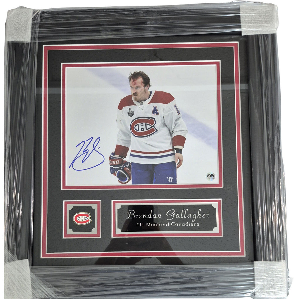 FRAMED Official signed 8x10 horizontal picture - Brendan Gallagher blood face Memorable coa
