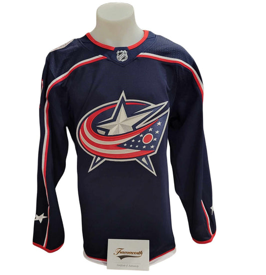 Chandail officiel Adidas signé - Johnny Gaudreau domicile bleu Frameworth coa