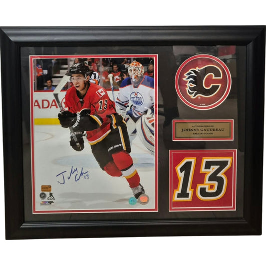 Official 11x14 signed and framed picture - Johnny Gaudreau home AJs coa