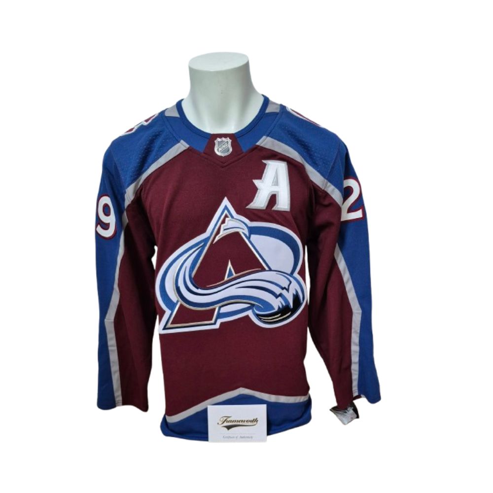 Official Adidas signed jersey - Nathan Mackinnon home inscribed Roy 2014 Frameworth coa