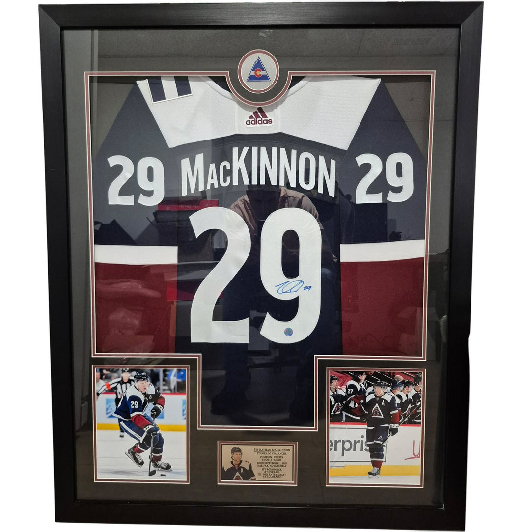 Official Adidas signed and framed jersey - Nathan Mackinnon alternate AJs coa