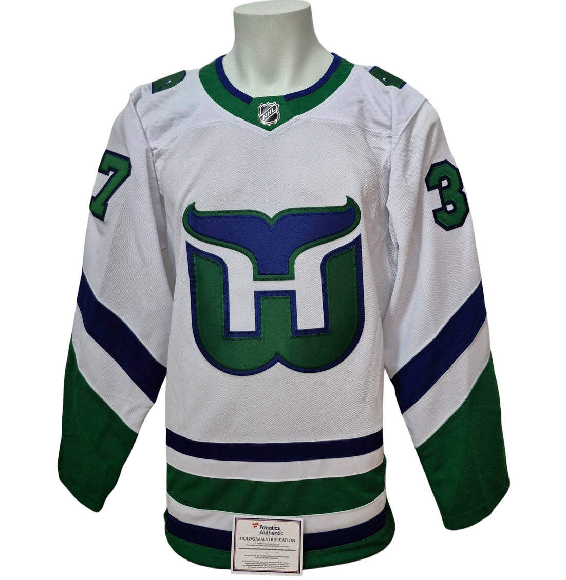 Chandail officiel Adidas signé - Andrei Svechnikov Whalers Hartford blanc Fanatics coa