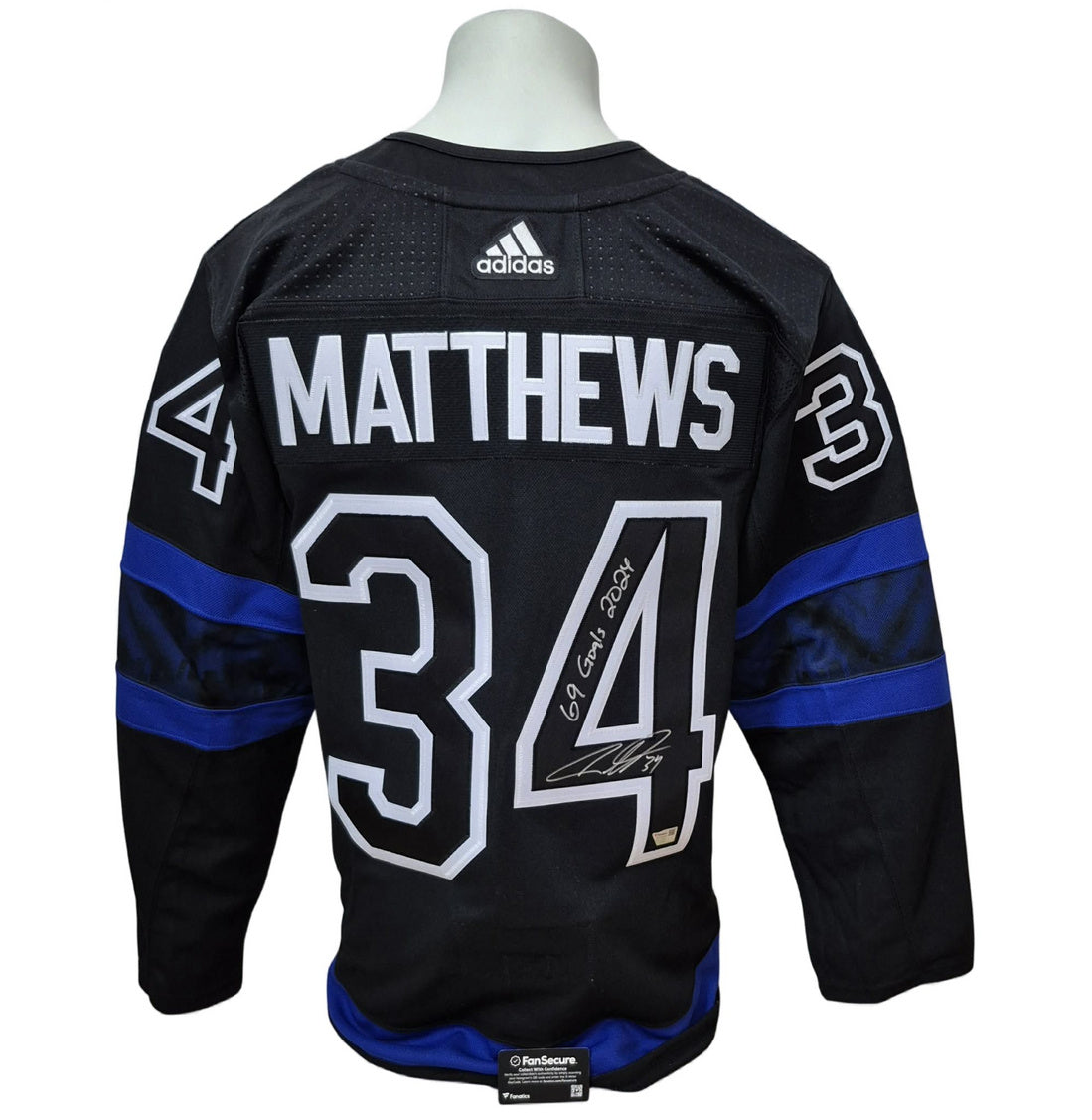 Official Adidas signed jersey - Auston Matthews Bieber inscribed 69 goals 2024 Fanatics coa