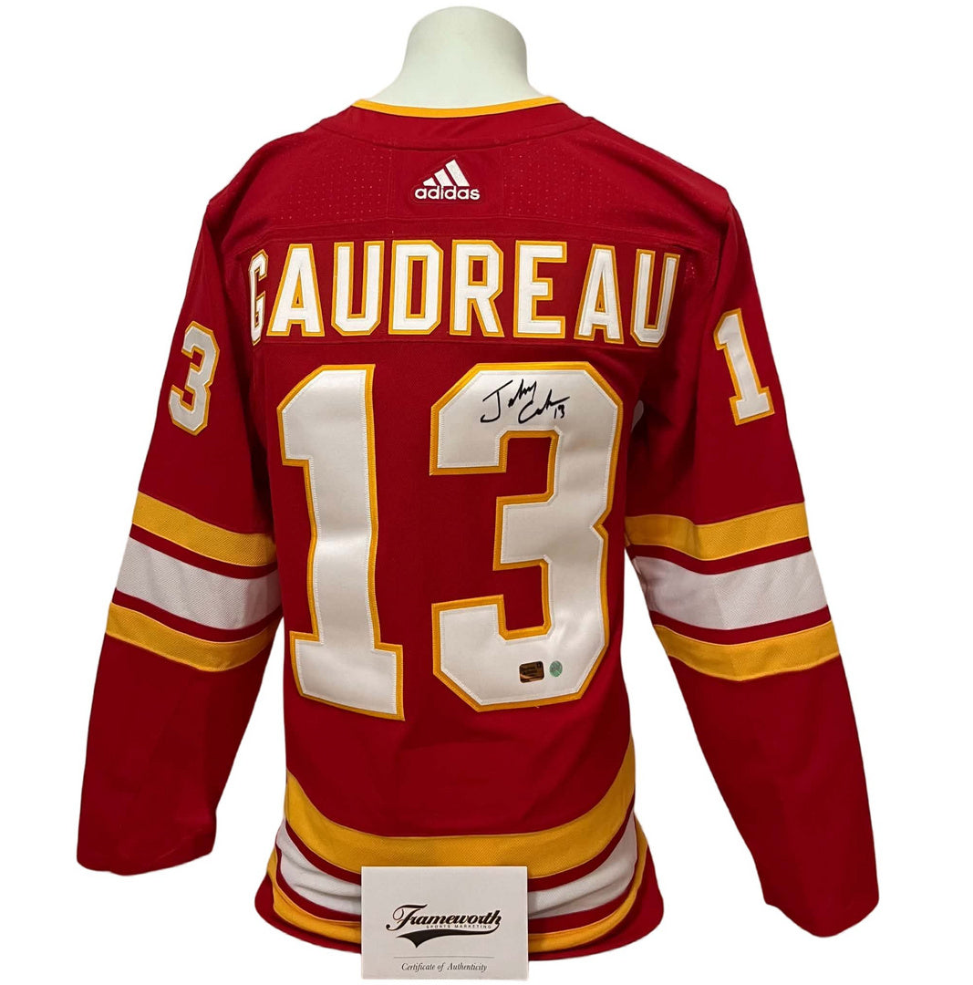 Chandail officiel Adidas signé - Johnny Gaudreau domicile Frameworth coa