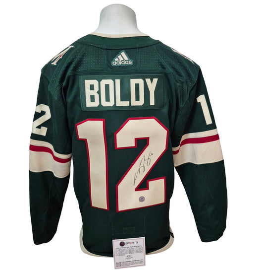Official Adidas signed jersey - Matt Boldy home AJs coa