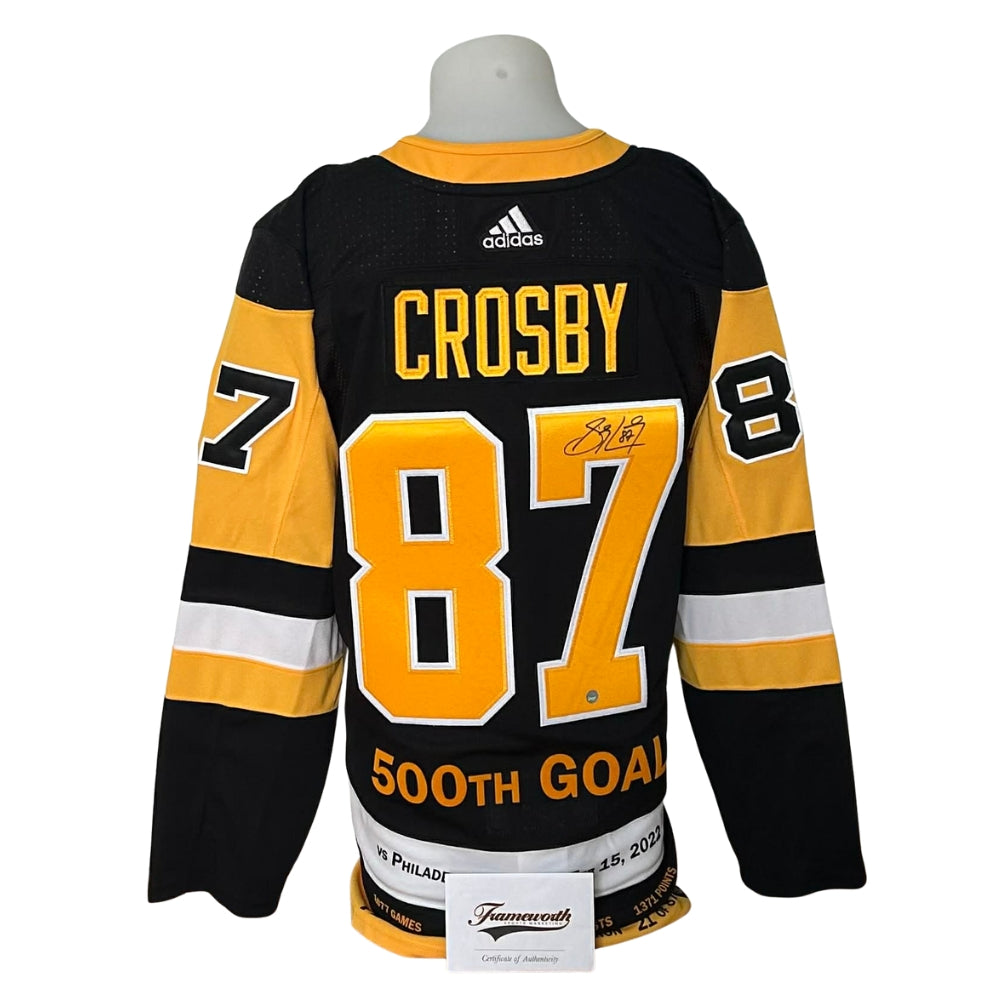 Official Adidas signed jersey - Sidney Crosby home Milestone 500th goal and limited edition /87 Frameworth coa