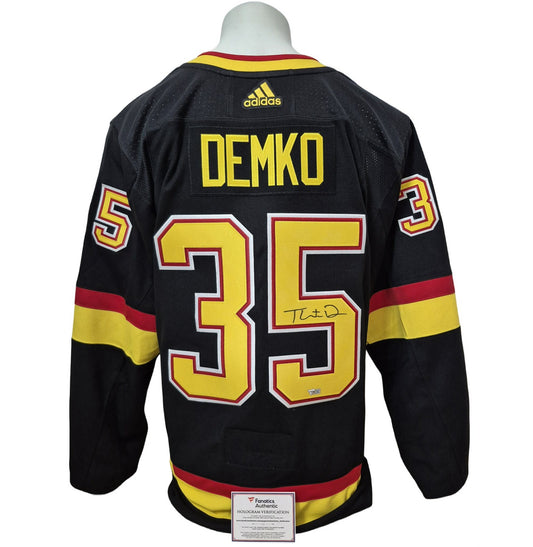 Official Adidas signed jersey - Thatcher Demko flying skates Fanatics coa