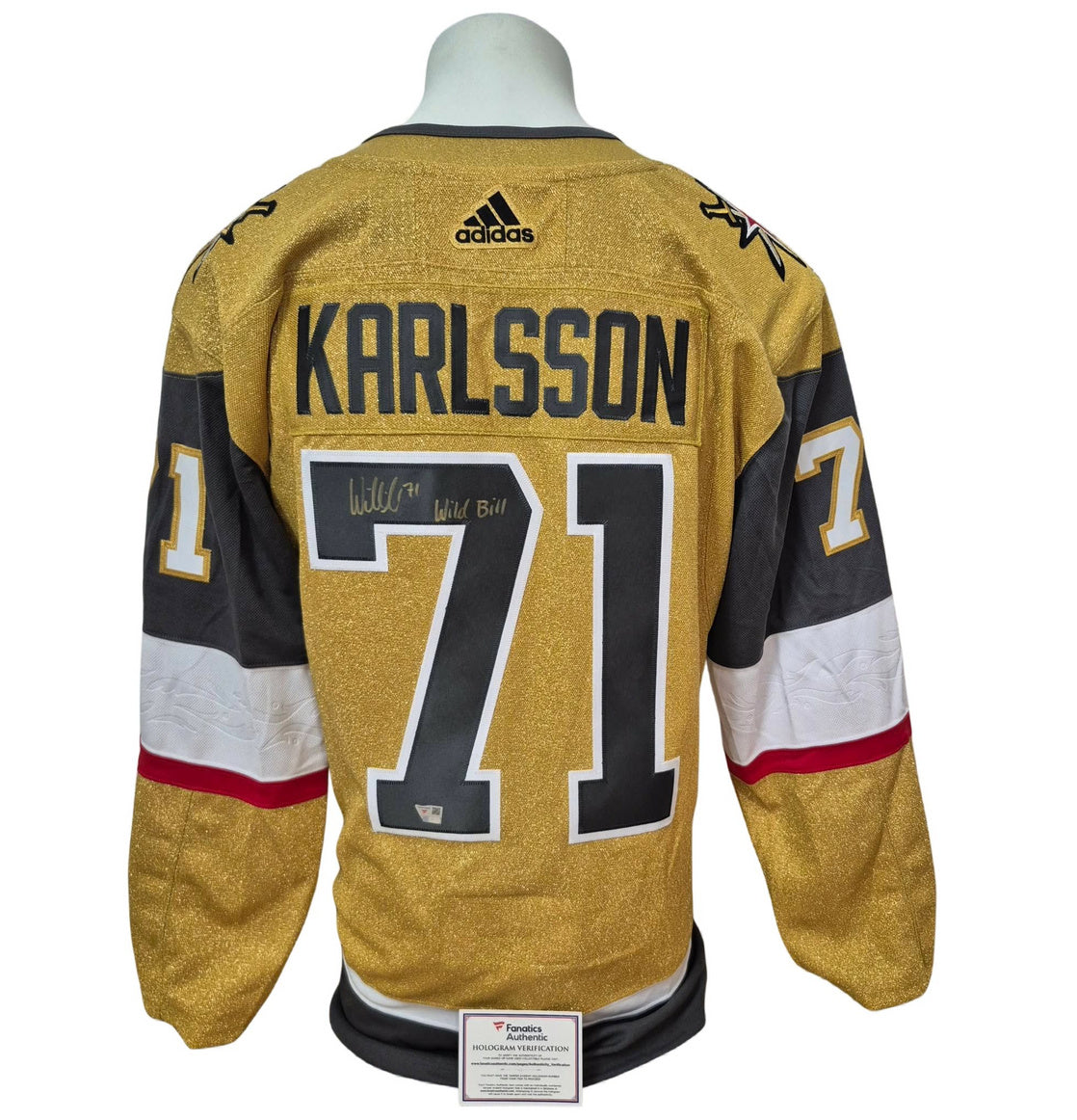 Chandail officiel Adidas signé - William Karlsson inscription or Fanatics coa