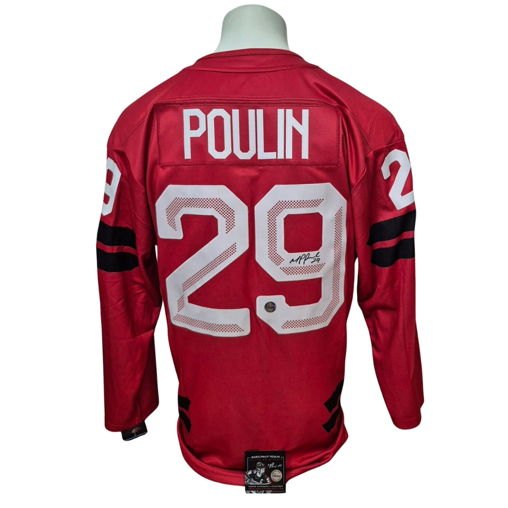 Chandail officiel Bauer signé - Marie-Philippe Poulin rouge 2026 Premium Autograph coa