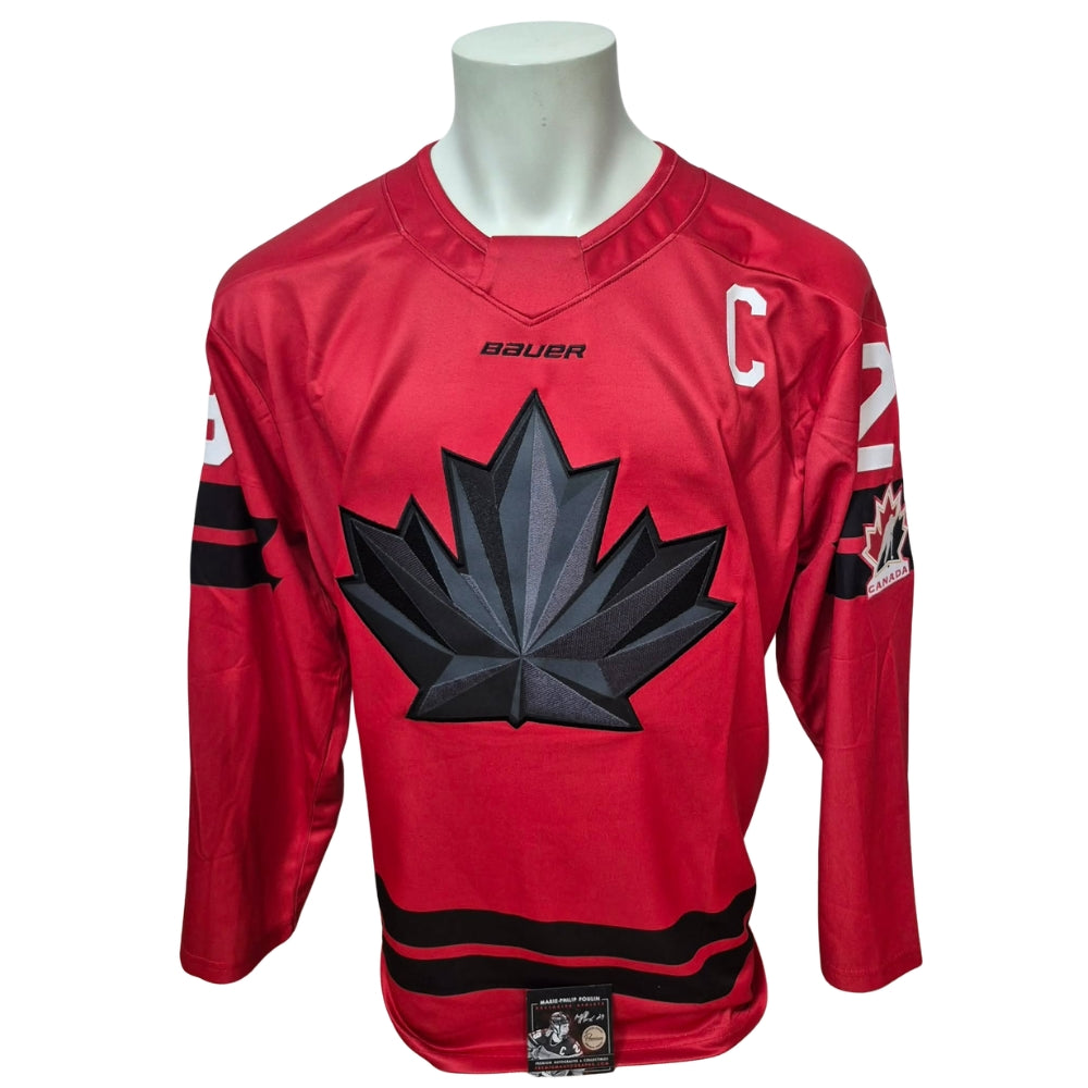 Chandail officiel Bauer signé - Marie-Philippe Poulin rouge 2026 Premium Autograph coa