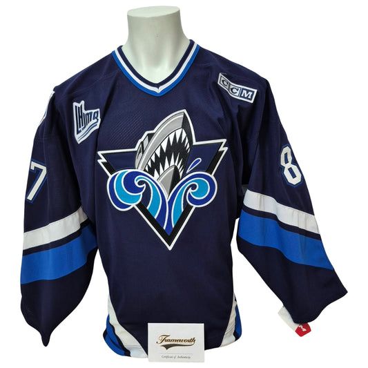 Official CCM Pro signed jersey - Sidney Crosby blue Frameworth coa