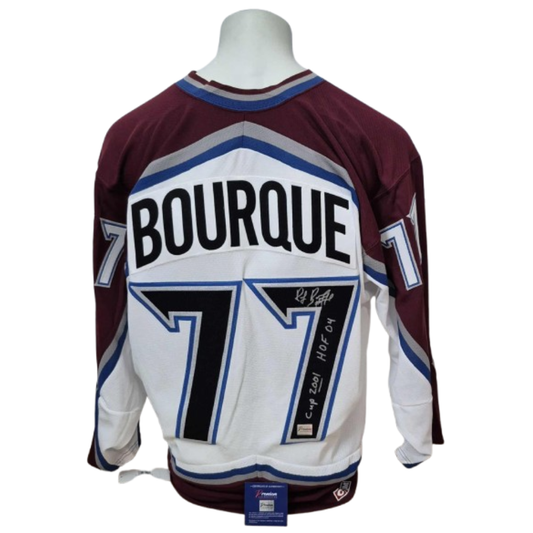 Official CCM signed jersey - Ray Bourque white 2x inscribed Premium Autograph coa 