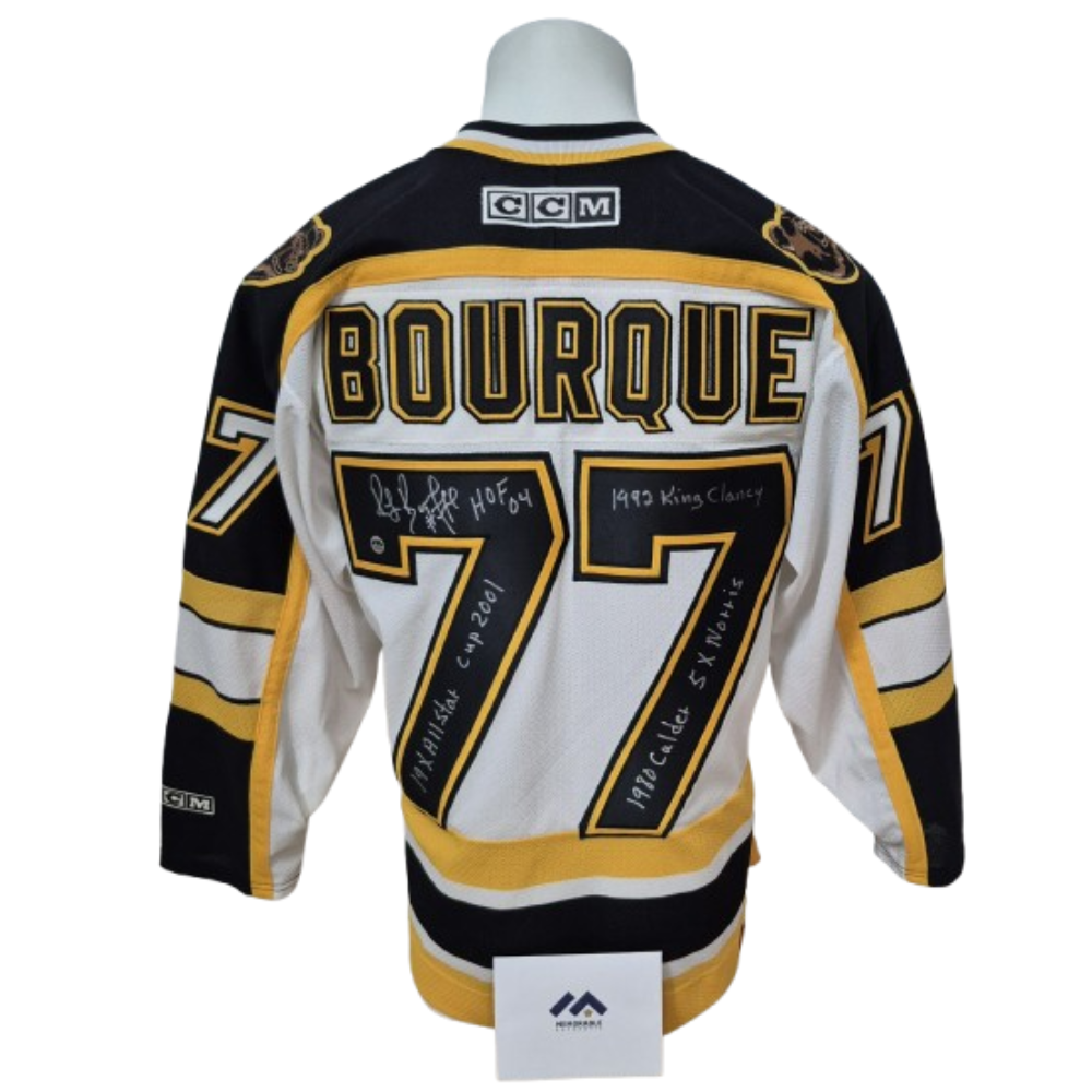 Official CCM signed jersey - Ray Bourque white 6x inscribed Memorable coa 