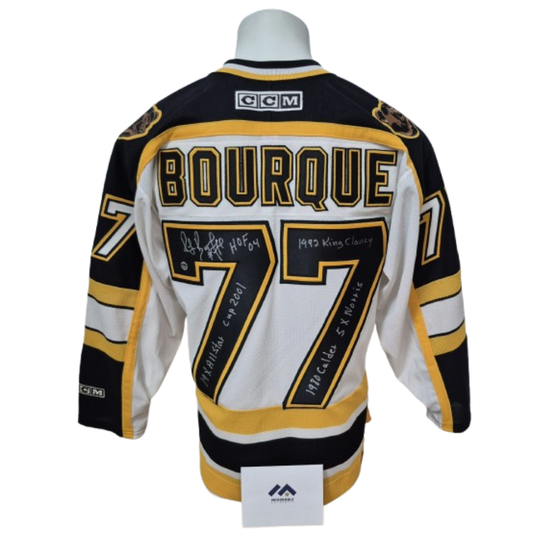 Official CCM signed jersey - Ray Bourque white 6x inscribed Memorable coa 