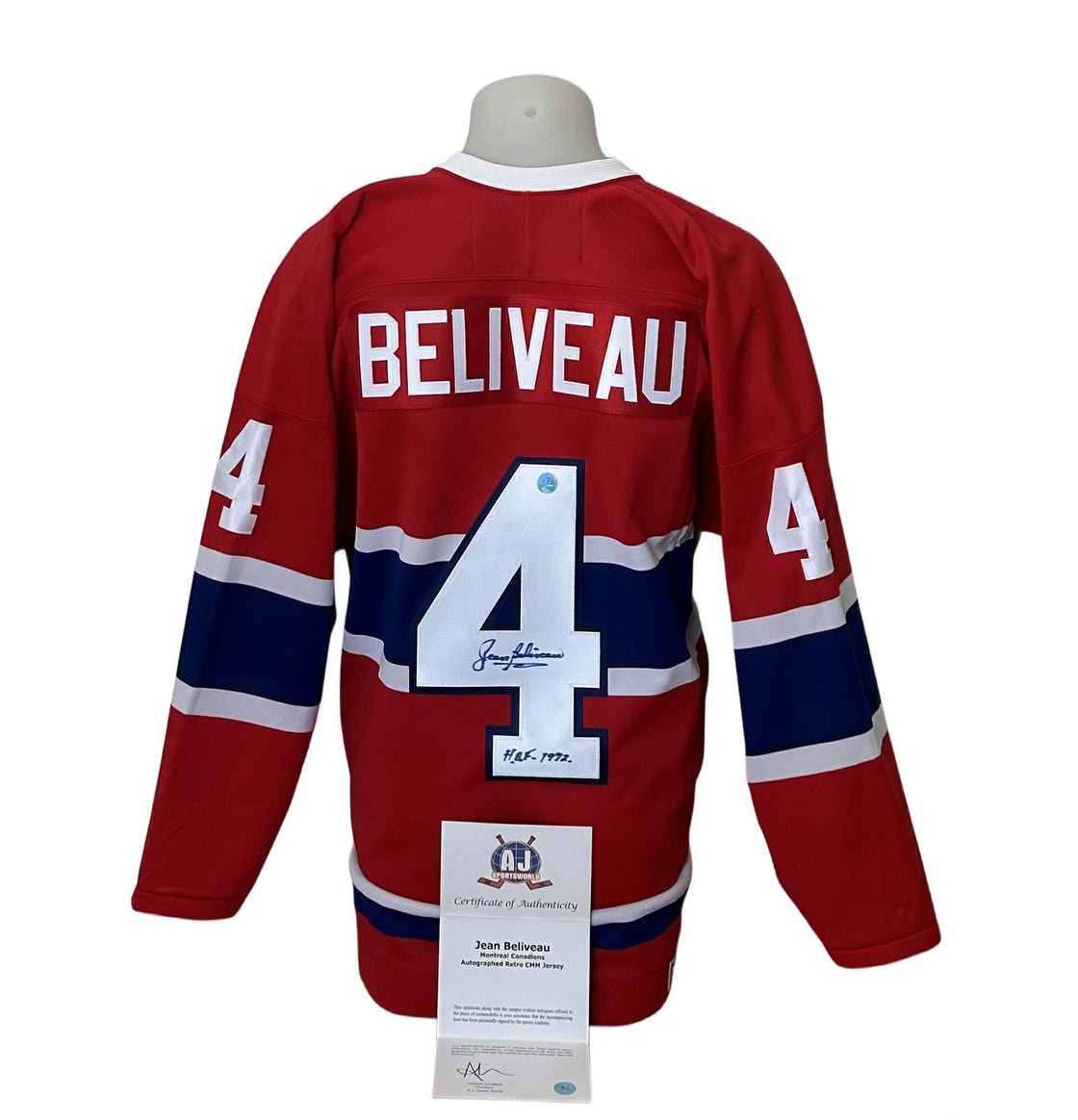 Official CCM vintage signed jersey - Jean Beliveau home AJs coa