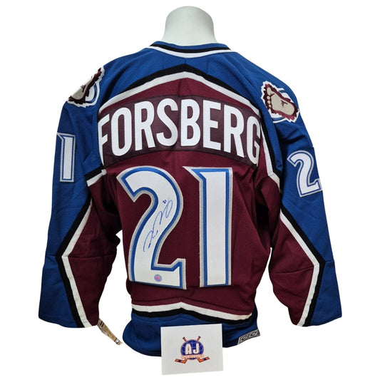 Official CCM vintage signed jersey - Peter Forsberg home 2001 stanley cup patch AJs coa