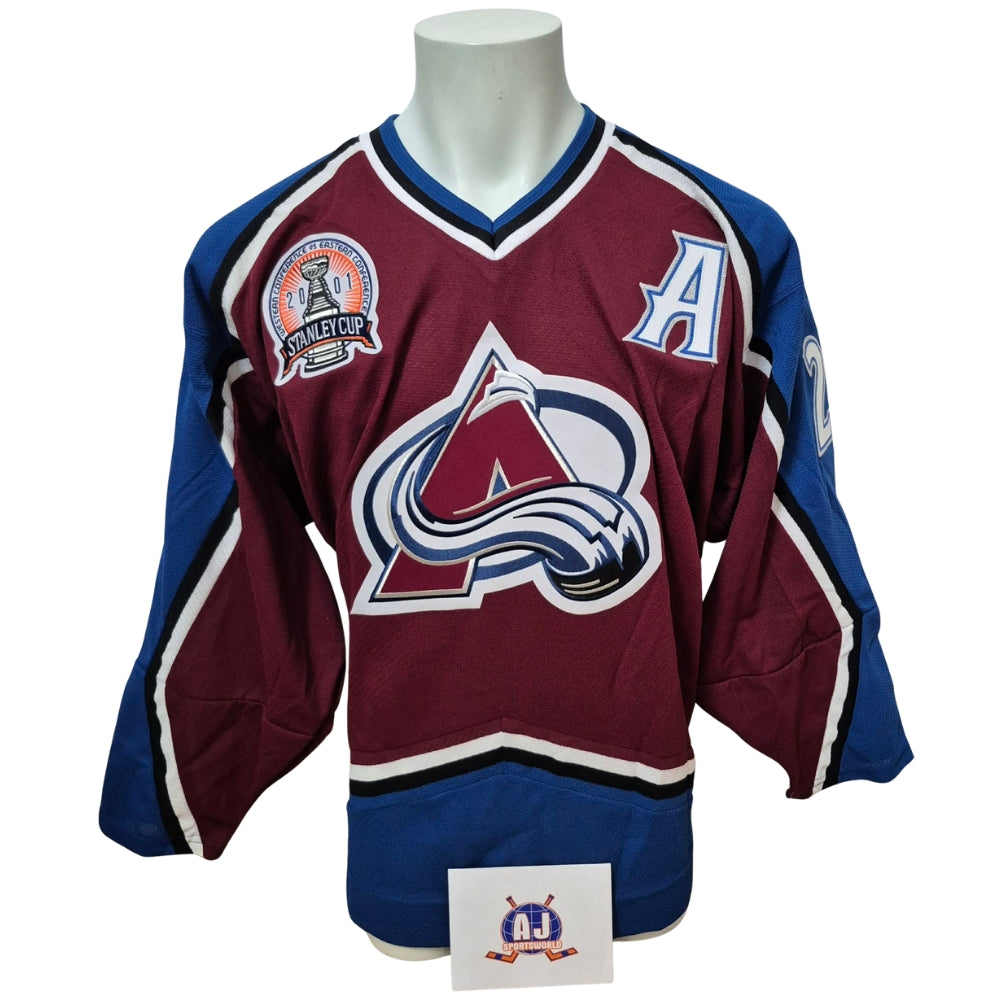 Official CCM vintage signed jersey - Peter Forsberg home 2001 stanley cup patch AJs coa