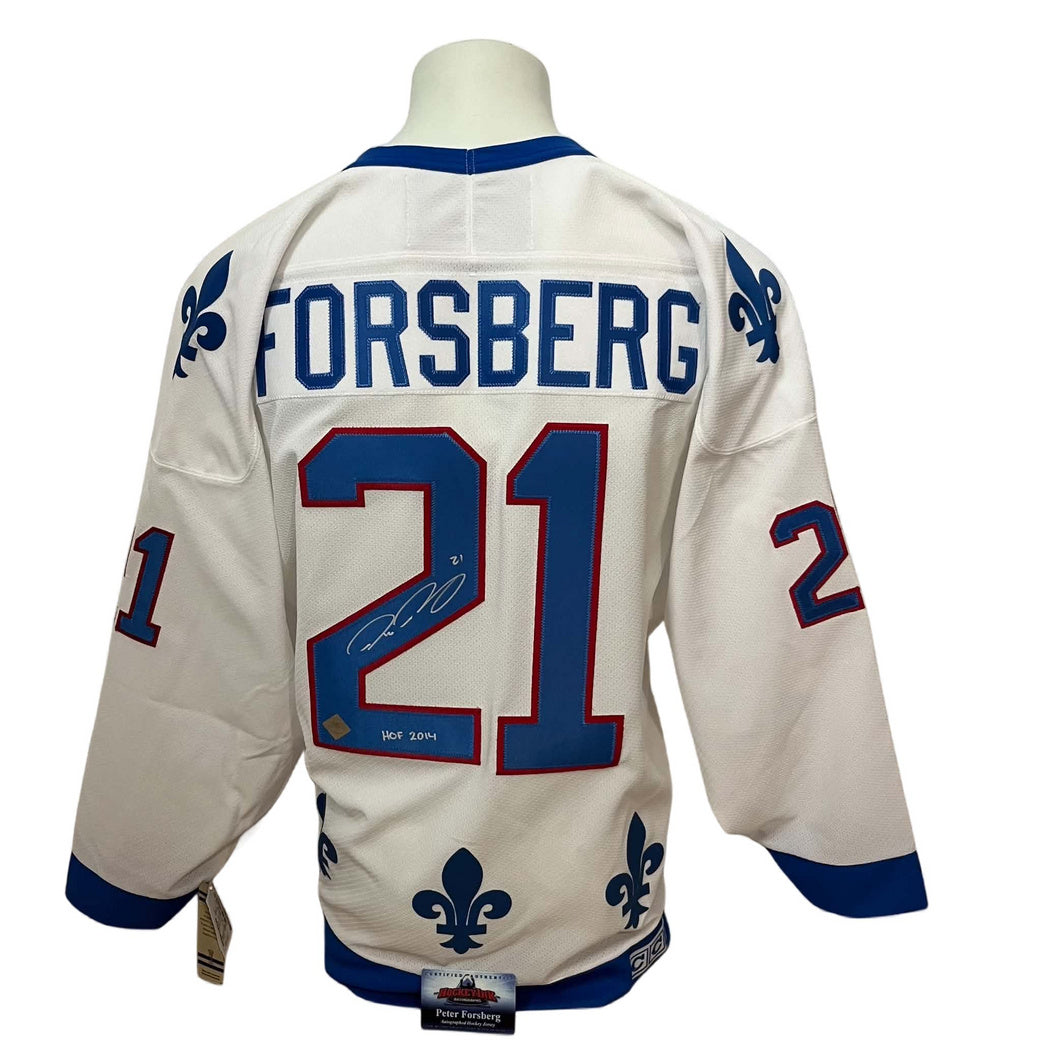 Chandail officiel CCM vintage signé - Peter Forsberg blanc inscrit HOF 2014 Hockey Ink coa