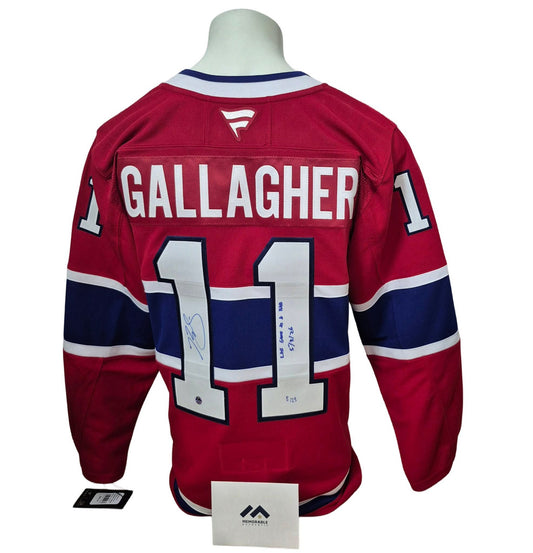 Official Fanatics Premium signed jersey - Brendan Gallagher home inscribed and LE/25 Memorable coa