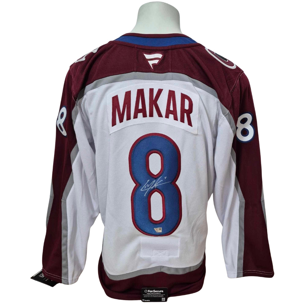 Chandail officiel Fanatics Premium signé - Cale Makar visiteur Fanatics coa
