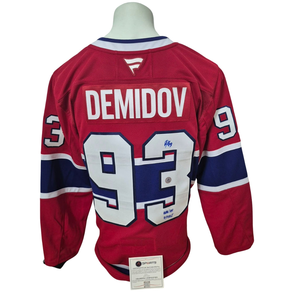 Chandail officiel Fanatics Premium signé - Ivan Demidov domicile avec inscription Ajs coa