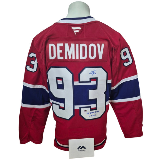 Official Fanatics Premium signed jersey - Ivan Demidov home inscribed first game Memorable coa