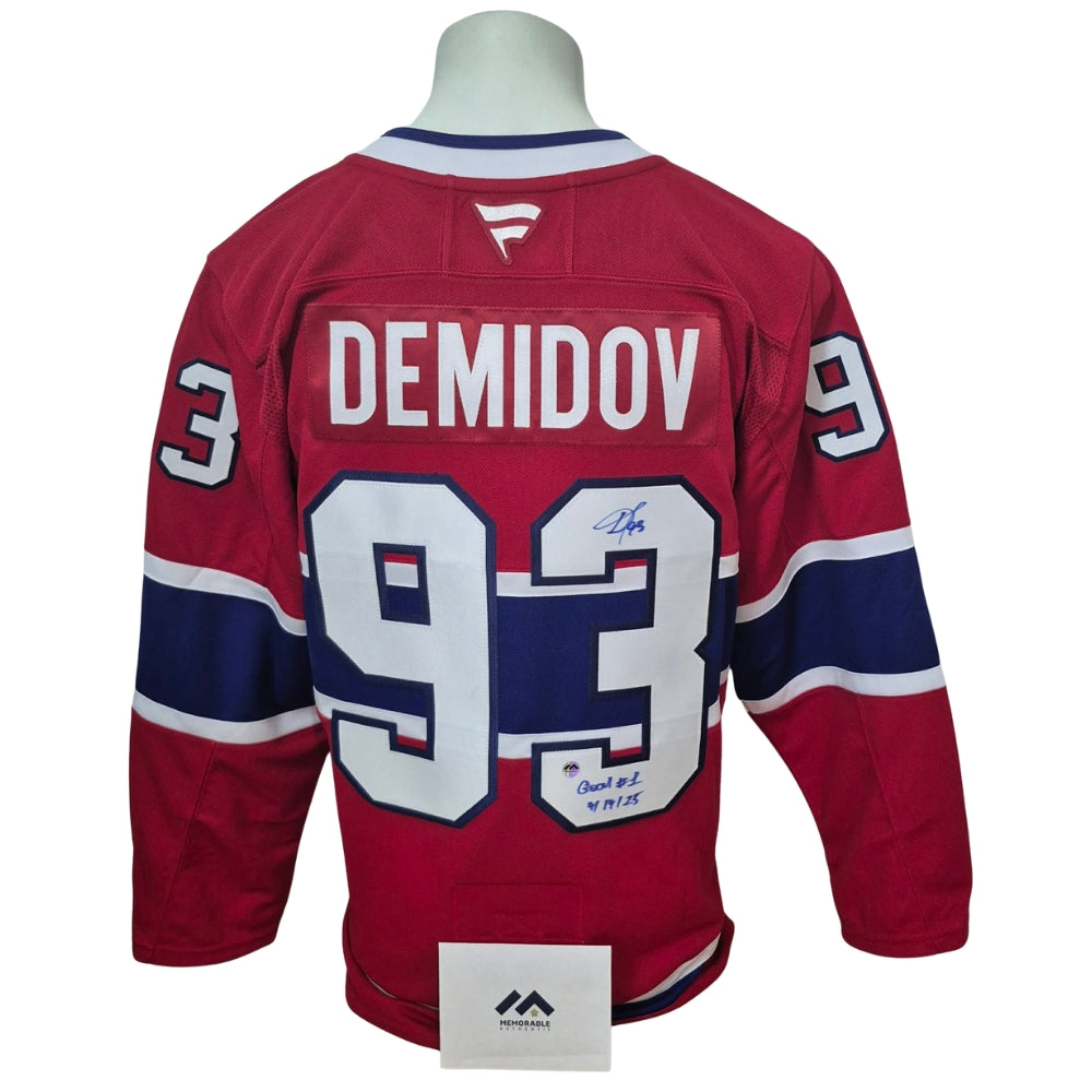 Official Fanatics Premium signed jersey - Ivan Demidov home inscribed first goal Memorable coa