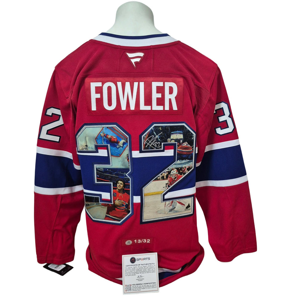 Chandail officiel Fanatics Premium signé - Jacob Fowler home LE Art Jersey AJs coa