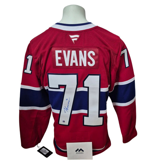 Chandail officiel Fanatics Premium signé - Jake Evans domicile Memorable coa