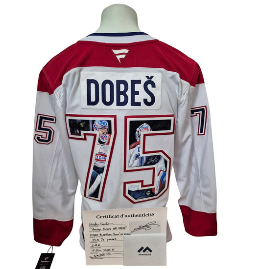 Official Fanatics Premium signed jersey - Jakub Dobes away Art by Nicolas Smith LE 1/1 Memorable coa 