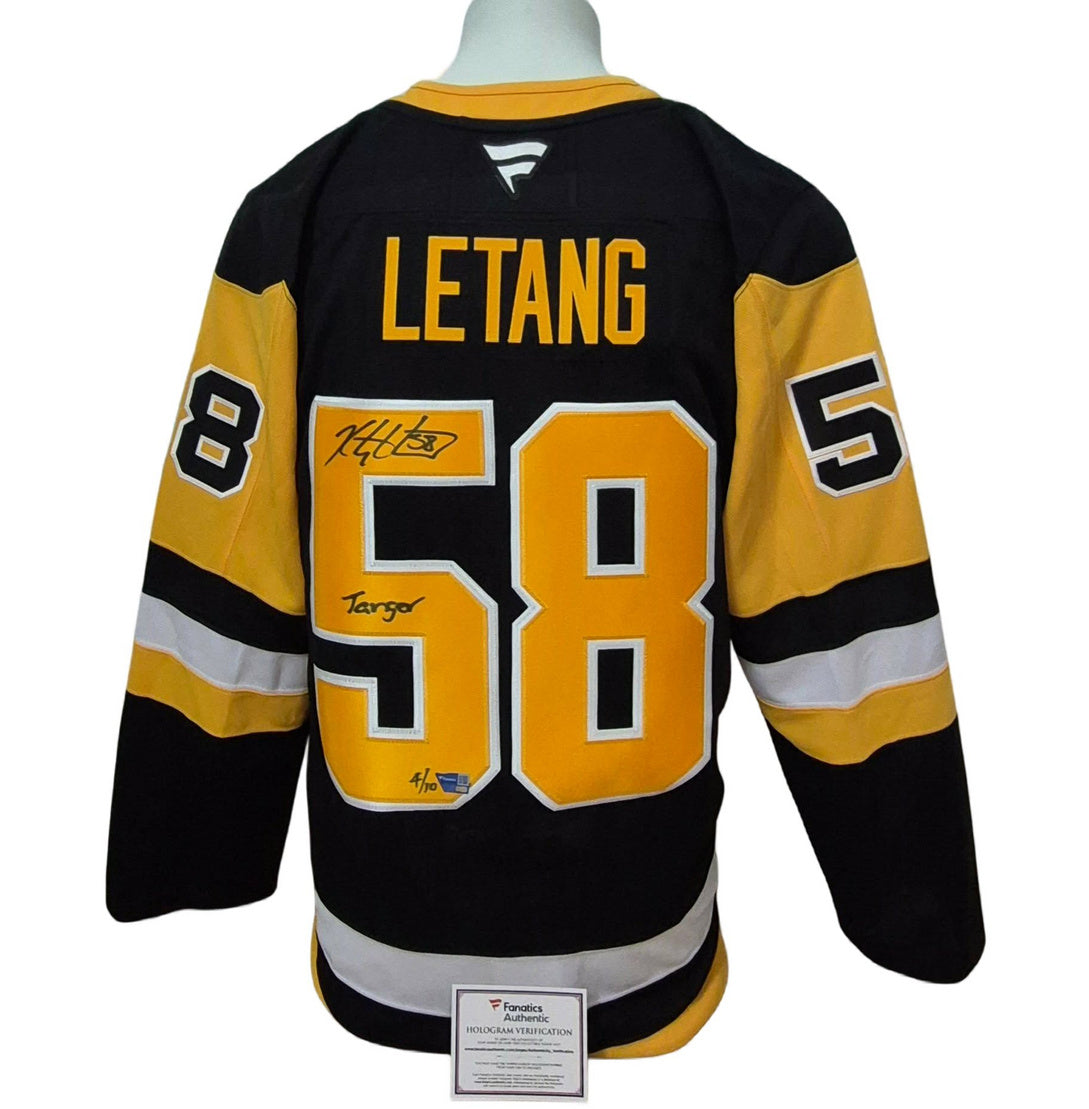 Chandail officiel Fanatics Premium signé - Kris Letang domicile inscrit et édition limitée Fanatics coa