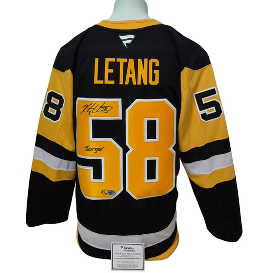 Chandail officiel Fanatics Premium signé - Kris Letang domicile inscrit et édition limitée Fanatics coa