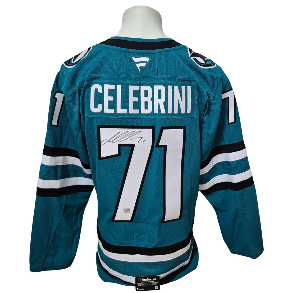 Chandail officiel Fanatics Premium signé - Macklin Celebrini domicile Fanatics coa