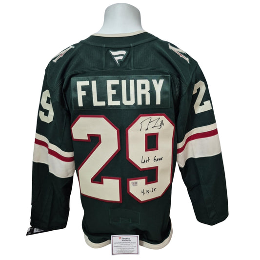 Official Fanatics Premium signed jersey - Marc-Andre Fleury home inscribed last game Fanatics coa