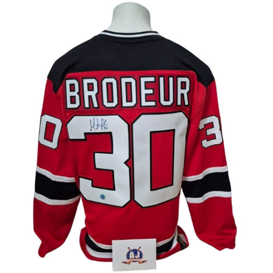 Official Fanatics replica signed jersey - Martin Brodeur red AJs coa