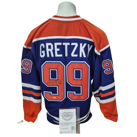 Official HOH pro signed jersey - Wayne Gretzky blue and orange UD coa
