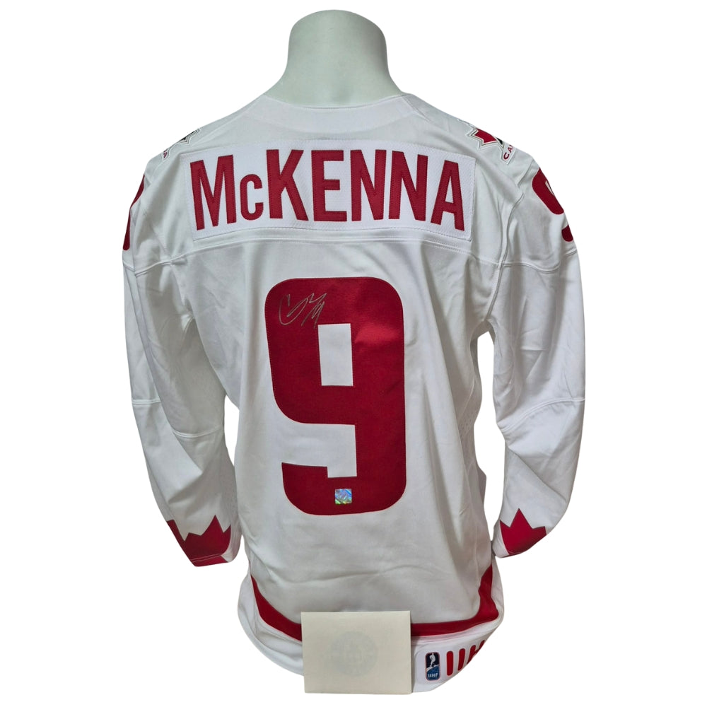 Official Nike WJC replica signed jersey - Gavin Mckenna white HH coa