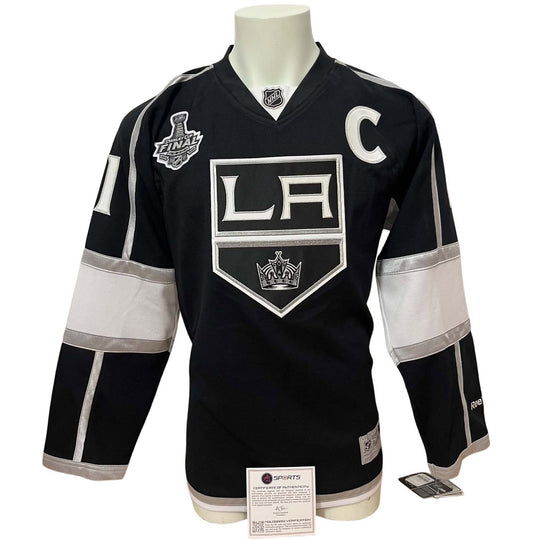 Official Reebok signed jersey - Anze Kopitar home inscribed with 2014 stanley cup patch AJs coa