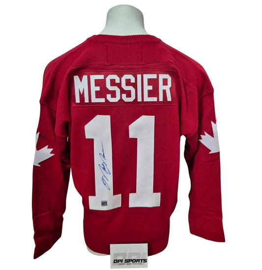 Chandail officiel en laine signé - Mark Messier rouge DPI coa