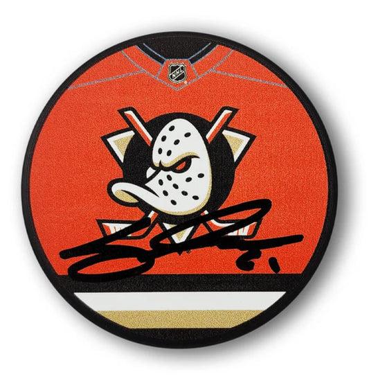 Official signed Anaheim Ducks jersey design hockey Puck - Cutter Gauthier East Coast coa