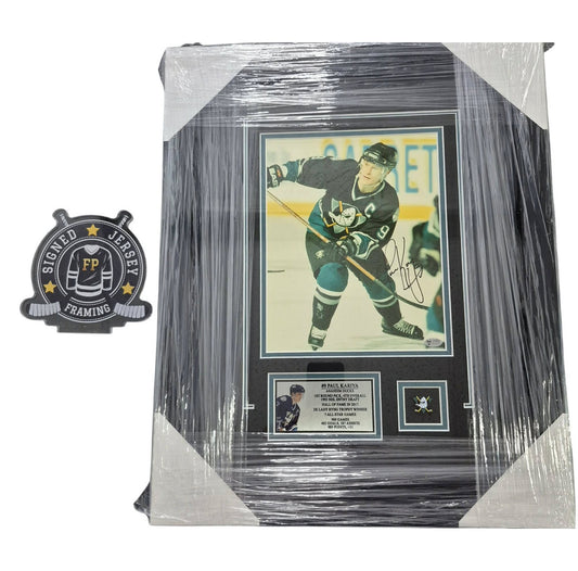 Official 8x10 signed and framed picture - Paul Kariya home ACA coa