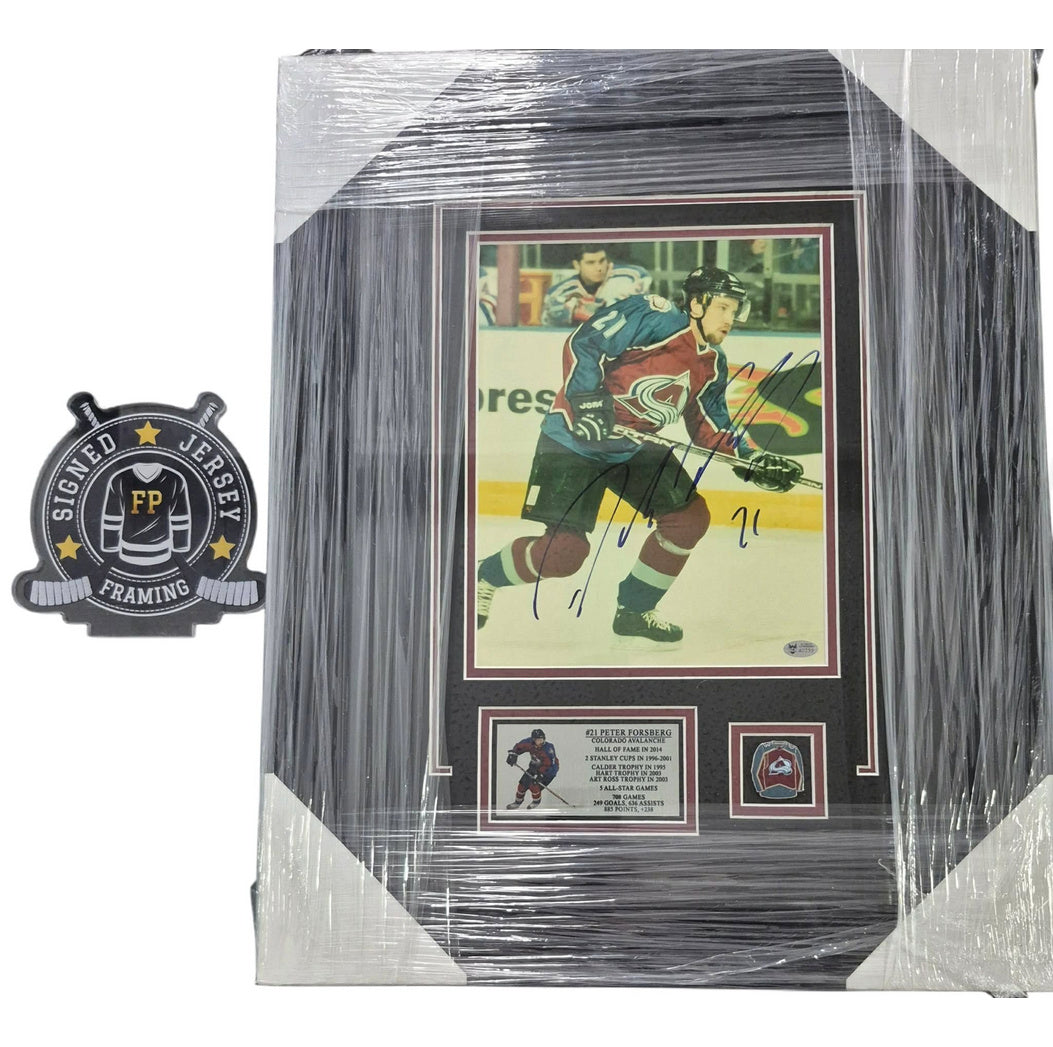 Official 8x10 signed and framed picture - Peter Forsberg home ACA coa