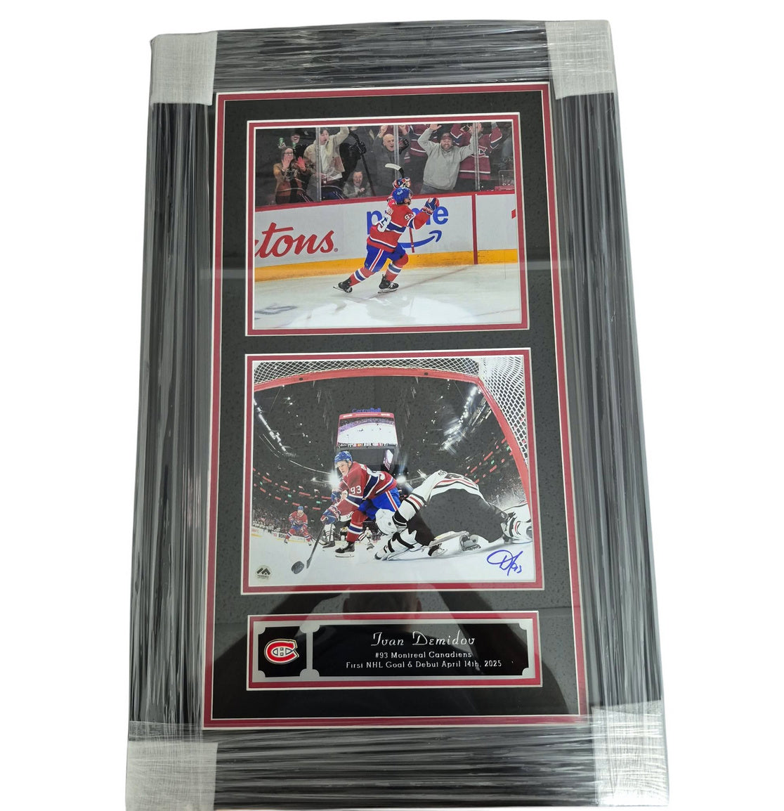 FRAMED Official signed 8x10 picture - Ivan Demidov First NHL goal net view Ajs coa
