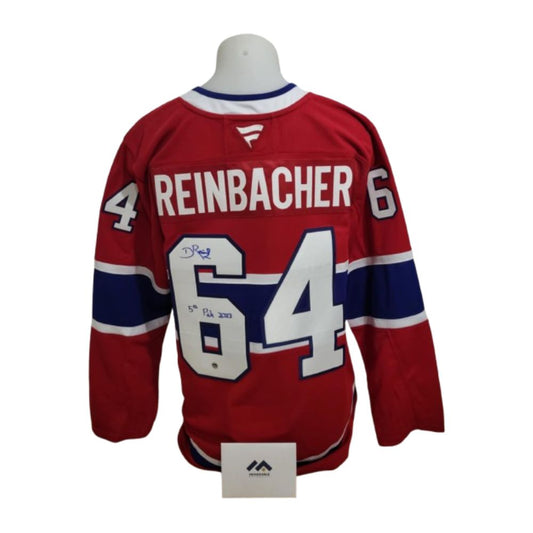 Official Fanatics Premium signed jersey - David Reinbacher home inscribed Memorable coa