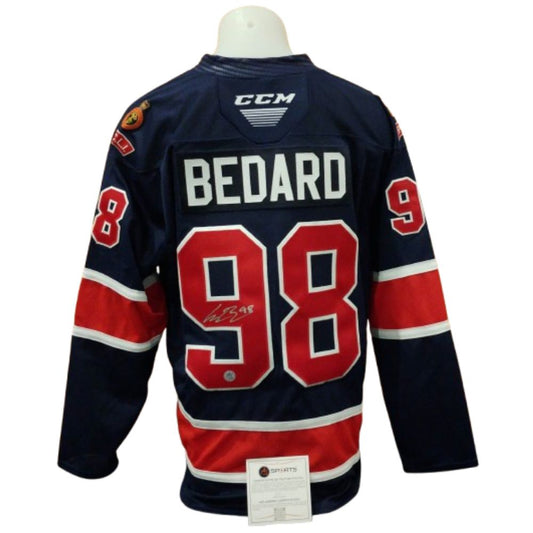 Official CCM replica signed jersey - Connor Bedard blue AJs coa
