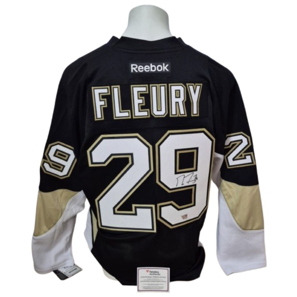 Chandail officiel Reebok signé - Marc-André Fleury noir Fanatics coa